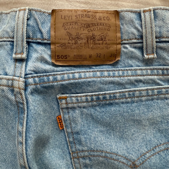 Vintage Orange Tab Levis 505 Jeans Denim Made in USA Mens Unisex Tag Size 32x30 - Picture 3 of 9